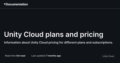 Unity Cloud plans and pricing • Unity Cloud .